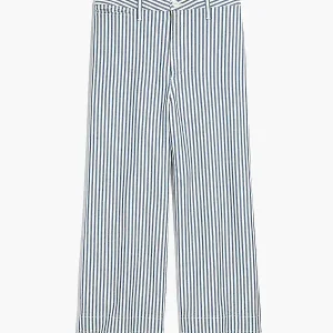 Madewell Emmett Wide-Leg Crop Pants Trousers in Herringbone Railroad Stripe