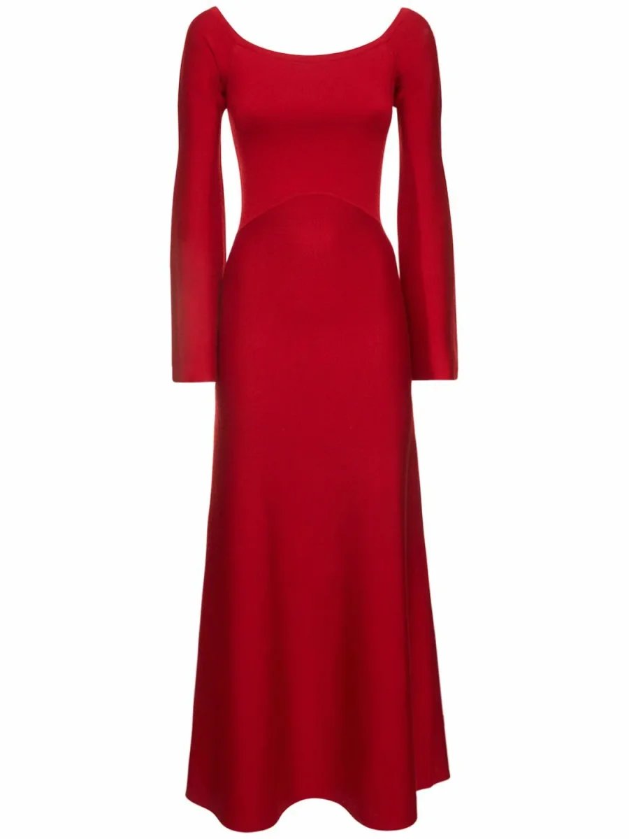 Gabriela Hearst Red Shar Wool & Cashmere-Silk Compact Knit Dress - Imagen 2