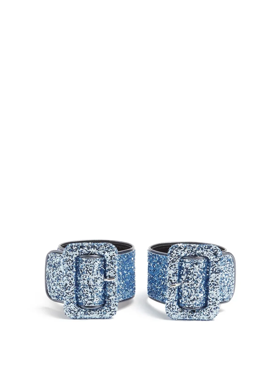 The Attico Blue Glitter Embellished Ankle Cuff Strap - Imagen 2