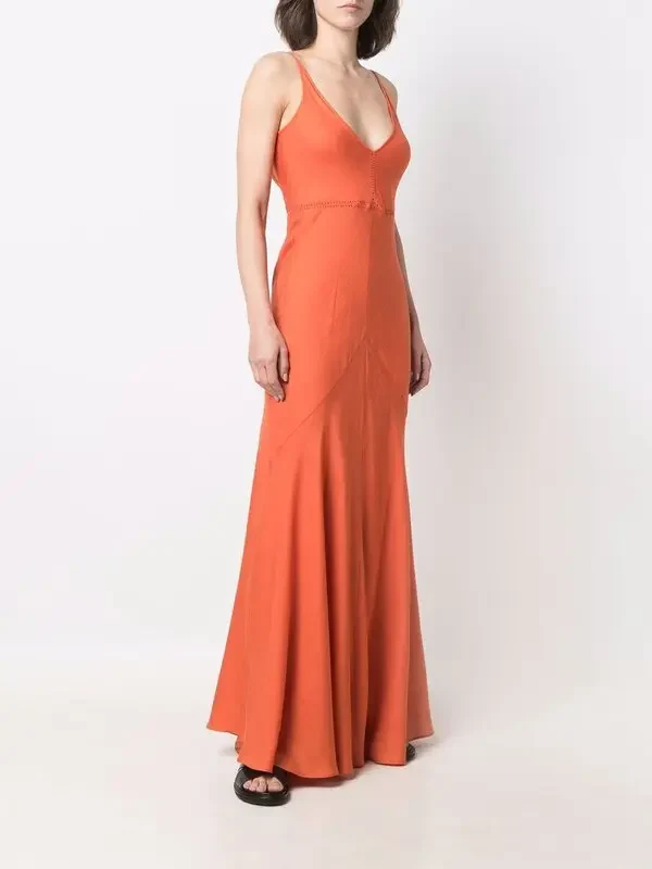 Gabriela Hearst Orange Cashmere Silk Twill Summer Maxi Dress - Imagen 4