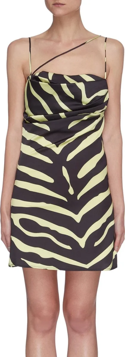 De La Vali Frisco Spaghetti Strap Tiger Black Neon Mini Dress - Imagen 3