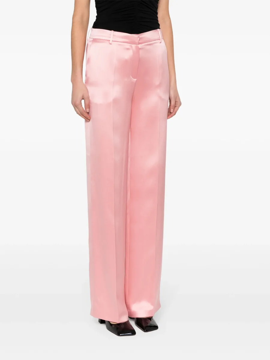 Magda Butrym Pink Silk Satin Tailored Trousers - Imagen 7