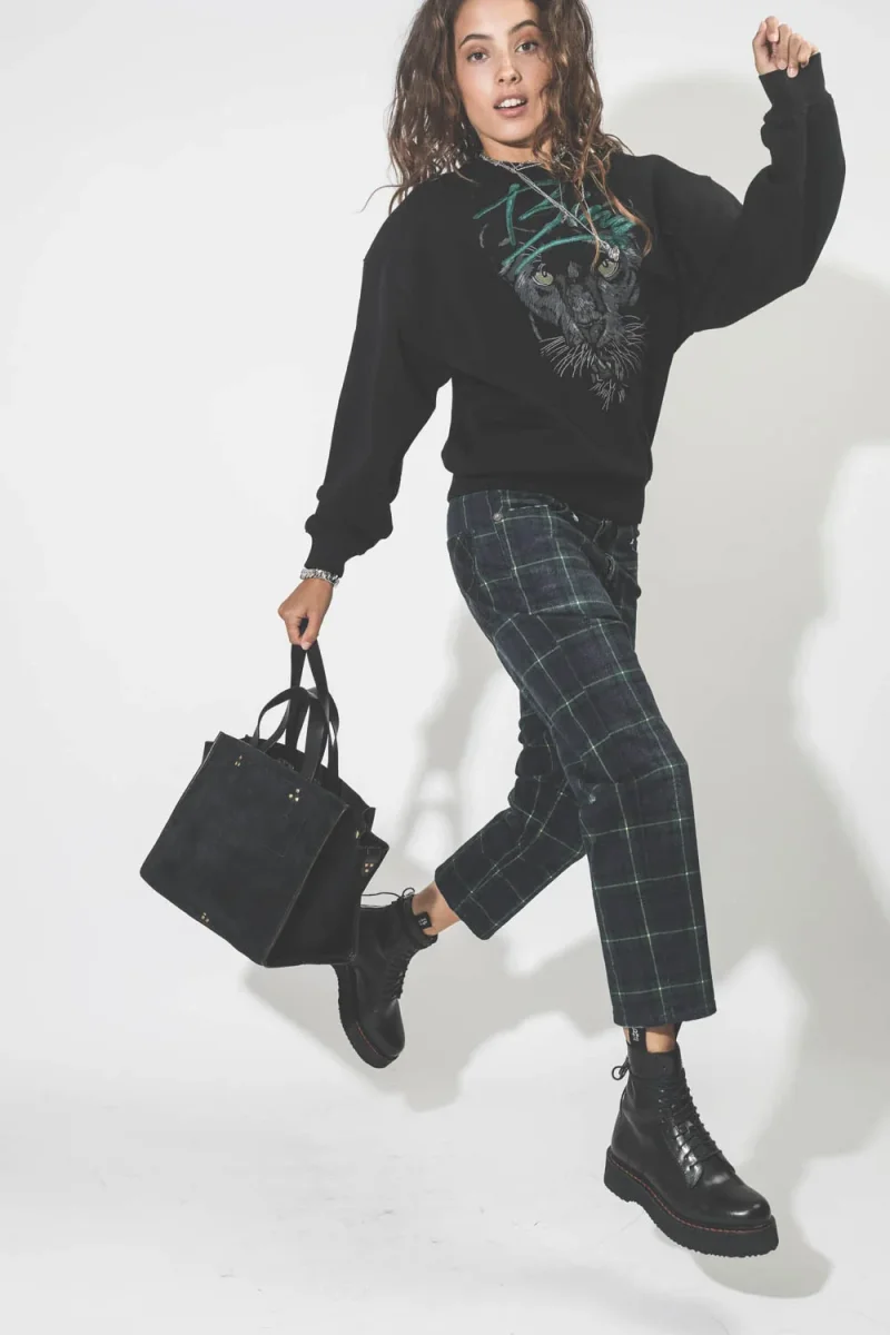 R13 Womens Lisa Baggy Tailored Drop Tartan Green Navy Pants Trousers - Imagen 9