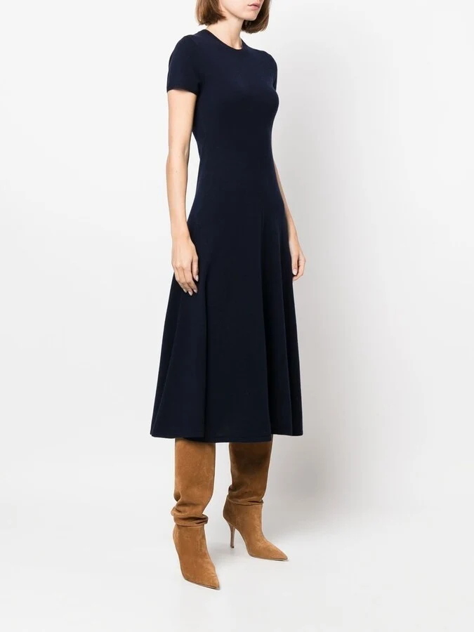 Polo Ralph Lauren Cashmere Navy Short Sleeve Long Dress - Imagen 9