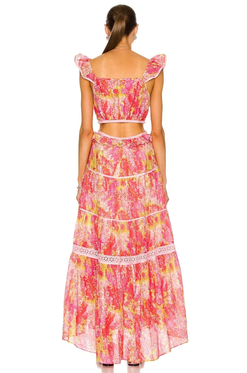 LoveShackFancy Madsen Pink Floral Pink Dress - Imagen 5