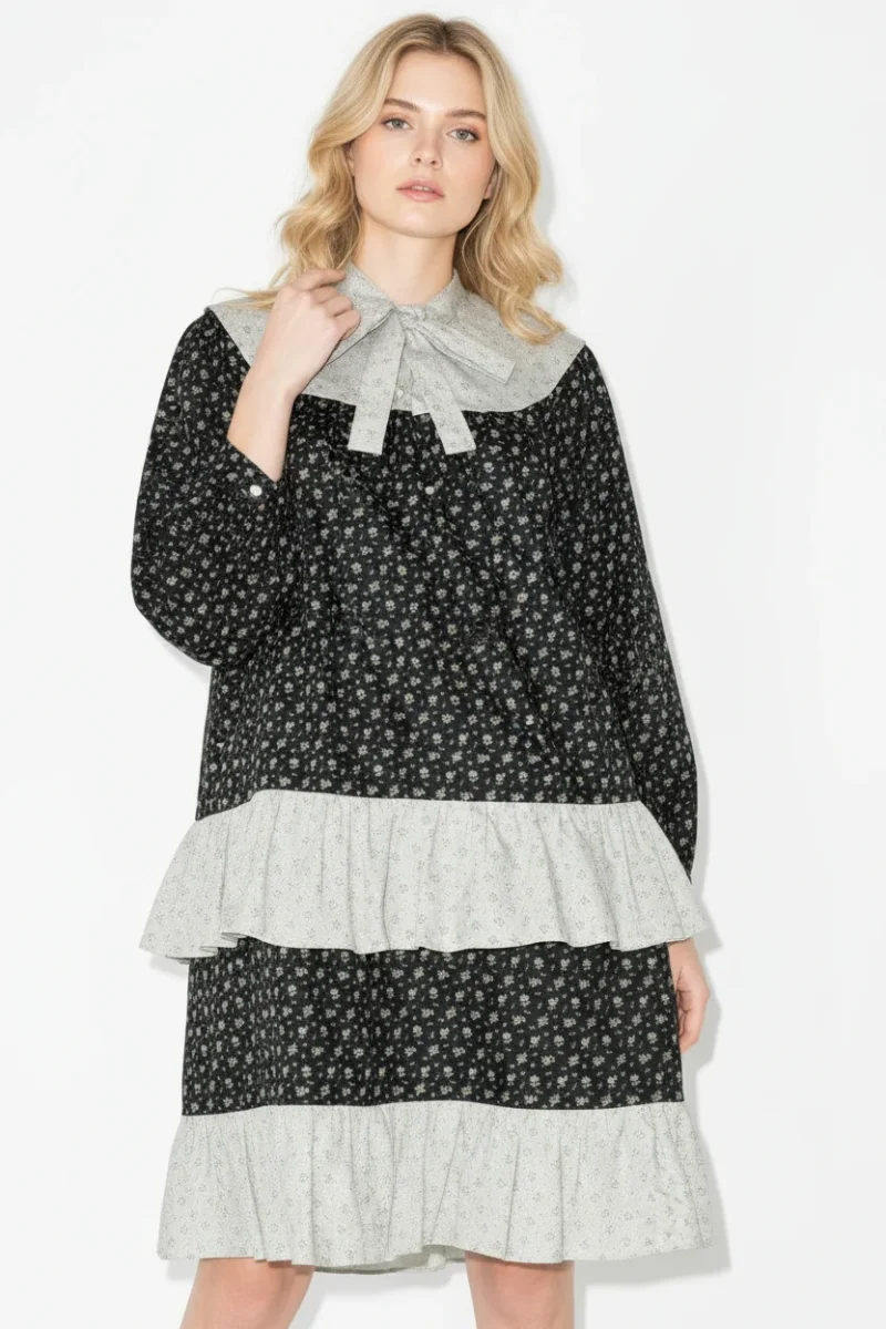 Batsheva Fifi Floral Ruffle Tiered Mini Dress