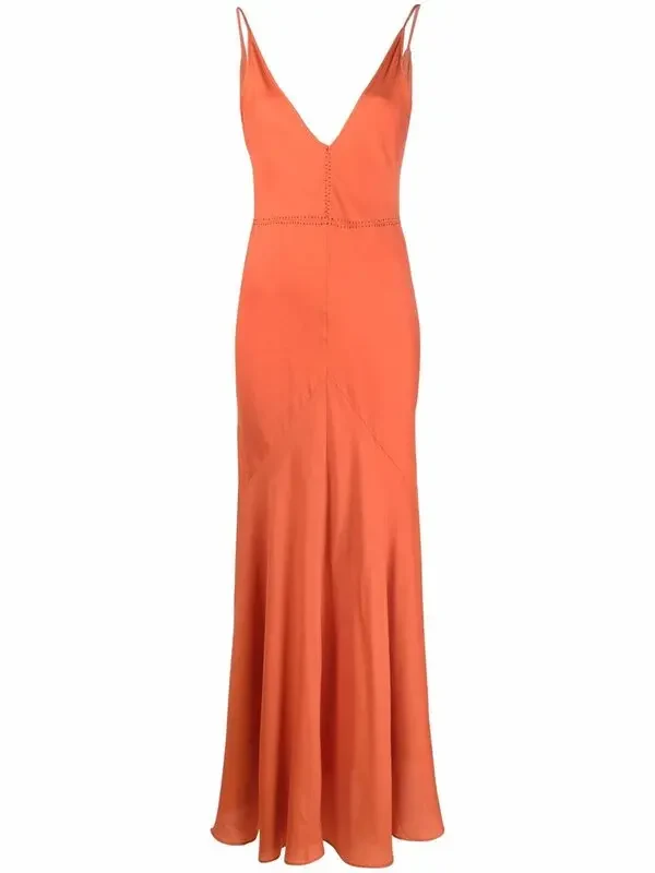 Gabriela Hearst Orange Cashmere Silk Twill Summer Maxi Dress - Imagen 3