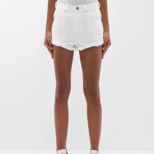 Raey White Rivet Cut-Off Organic Cotton Denim Shorts