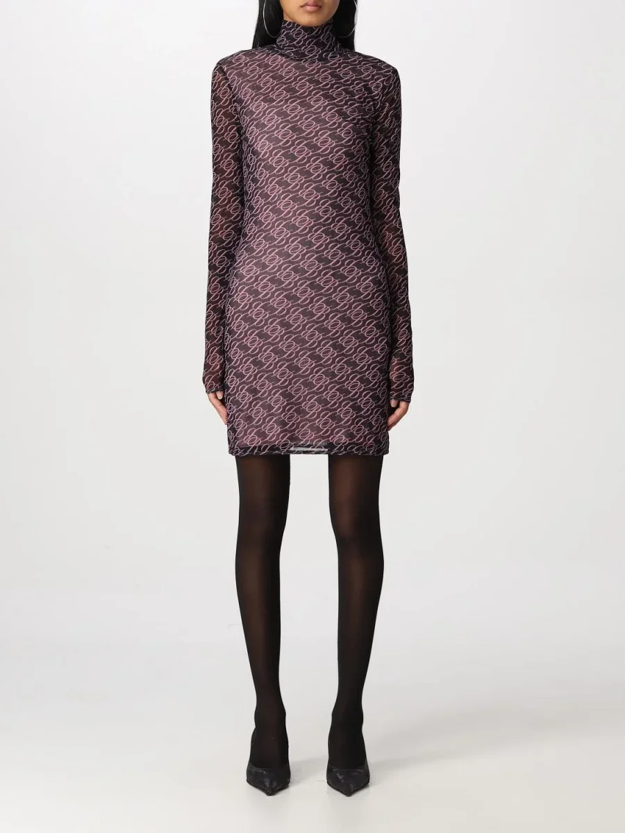 Blumarine Logo Mesh Long Sleeve Dress - Imagen 2