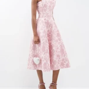 The Vampire's Wife Glinda The Good Witch Pink Floral Brocade Strapless Dress