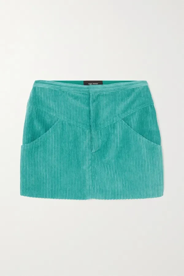 Isabel Marant Melva Corduroy Aqua Turquoise Blue Mini Skirt - Imagen 3