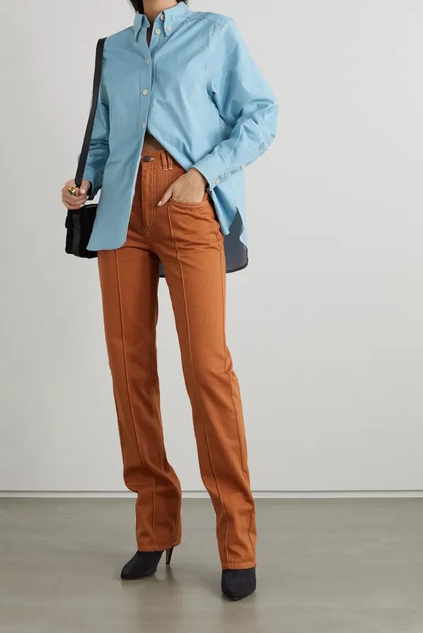 Isabel Marant Lirokae Tan Straight Leg Pants Trousers - Imagen 4