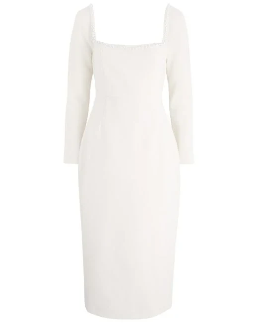 Odd Muse Bridal White Pearl Trim The Ultimate Muse Midi Dress