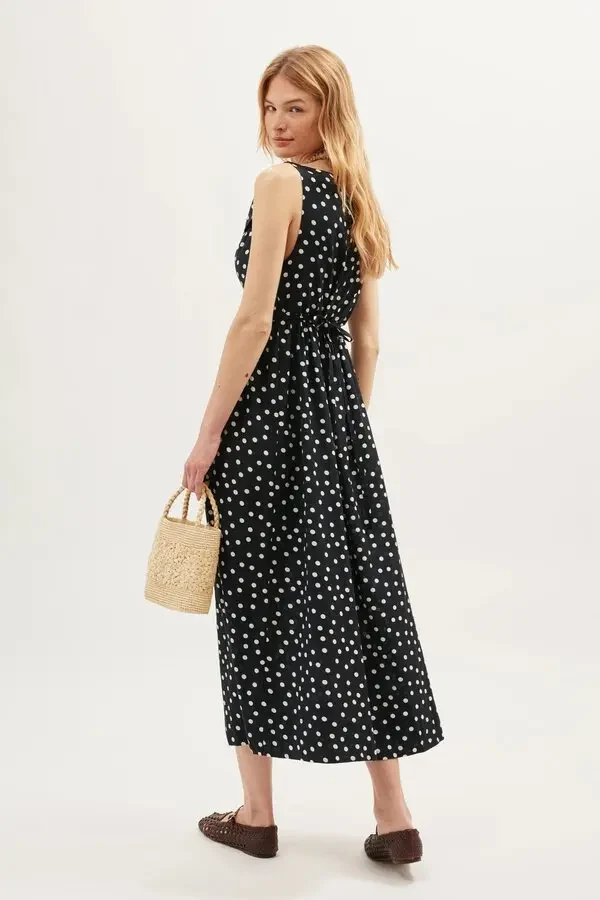 Rixo London Black Siena Emma Polka Spotted Dress - Imagen 4