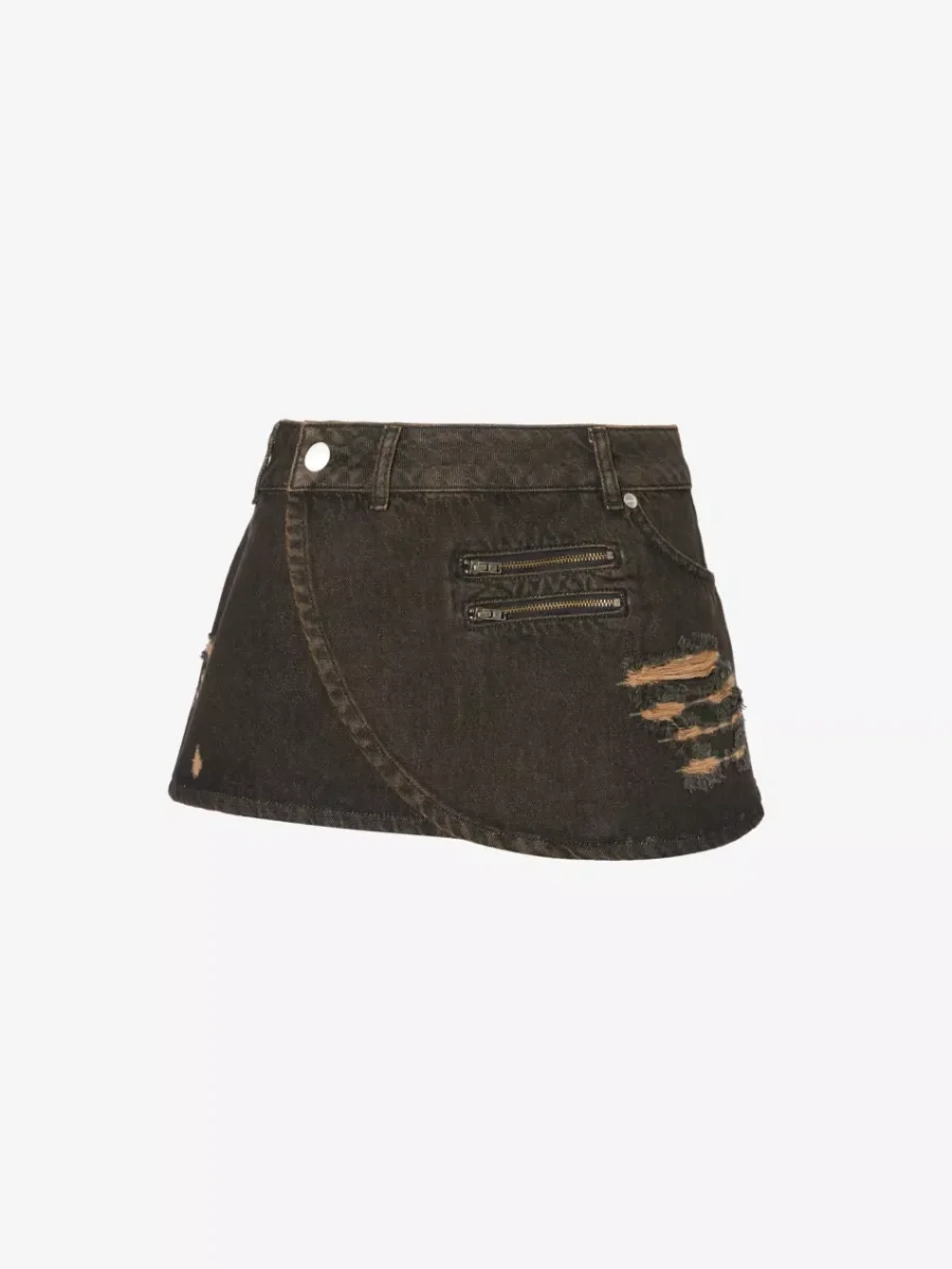 MIAOU Hunter Zip-Detail Low-Waist Denim Mini Skirt - Imagen 2