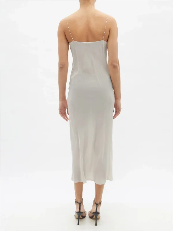 Raey Thin-Strap Silk Crepe De Chine Light Grey Slip Dress - Imagen 5