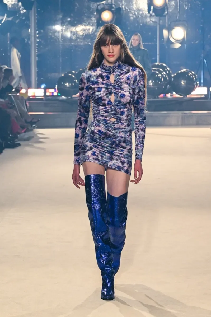Isabel Marant Crushed Velvet Purple Floral Cut-Out Bodycon Gram Dress - Imagen 4
