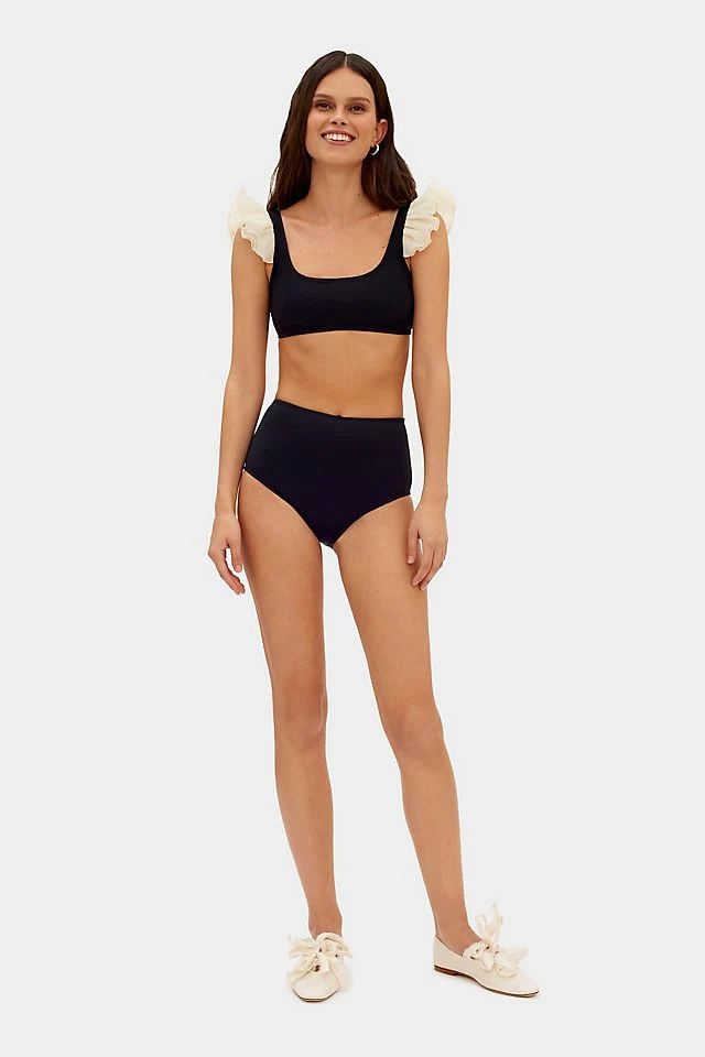 Sleeper Black Ariel Ruffle Trim Bikini Top - Imagen 3