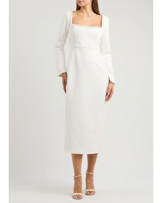 Odd Muse Bridal White Pearl Trim The Ultimate Muse Midi Dress - Imagen 5