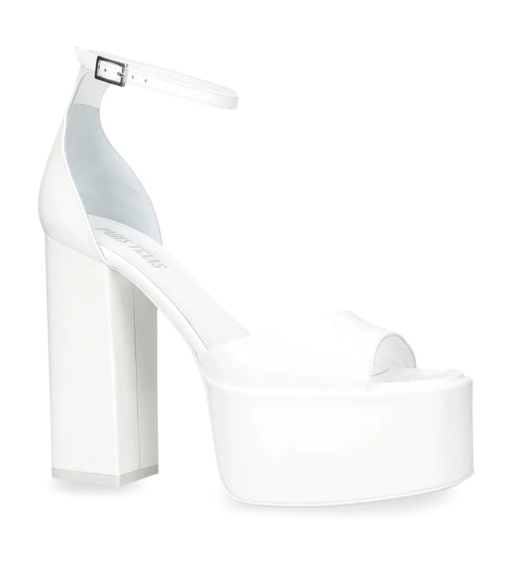 PARIS TEXAS White Tatiana Patent Leather Platform 130mm High Heels - Imagen 3