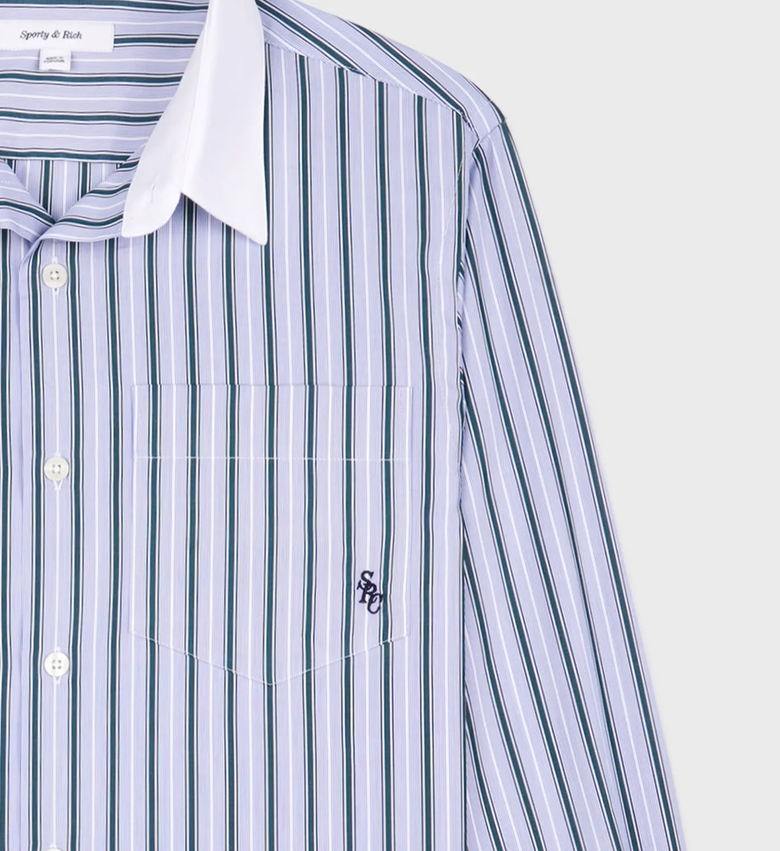 Sporty & Rich Blue Striped Cotton Poplin Oversized Shirt - Imagen 3