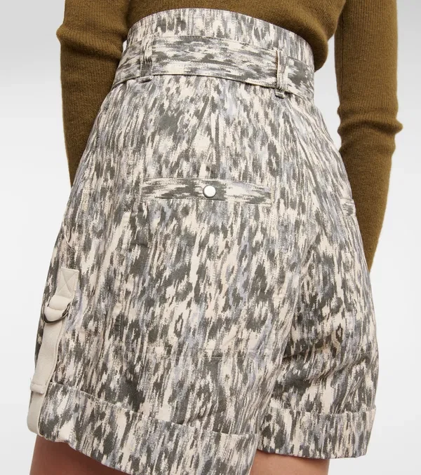 Isabel Marant Etoile Kaloscoe Printed High Waist Belted Cargo Shorts - Imagen 8