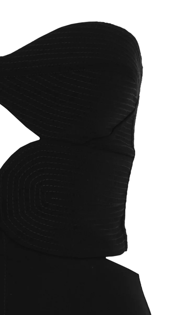 JOHANNA ORTIZ Puntadas Liricas Cutout Crepe Midi Black Dress - Imagen 4
