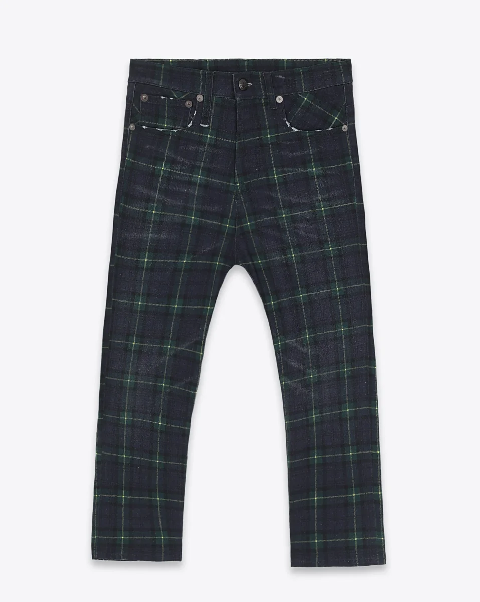 R13 Womens Lisa Baggy Tailored Drop Tartan Green Navy Pants Trousers
