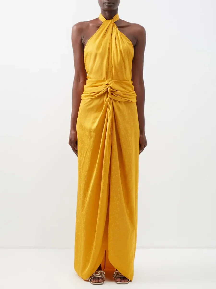 JOHANNA ORTIZ Vastness Of The Sea Marigold Halterneck Dress - Imagen 7