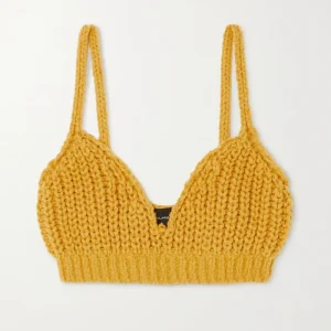 Alanui Pucon Ribbed Wool-Blend Golden Yellow Bralette Top