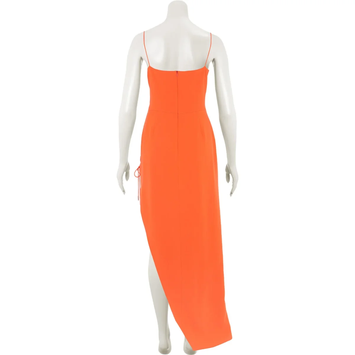David Koma Orange Lace-up Side-slit Crepe Gown - Imagen 5