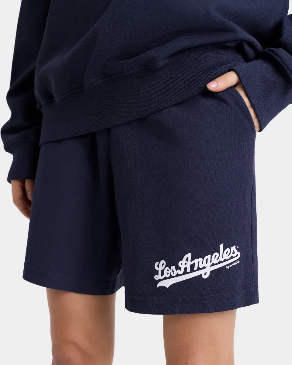 Sporty & Rich Navy Los Angeles Dodgers Gym Shorts - Imagen 6