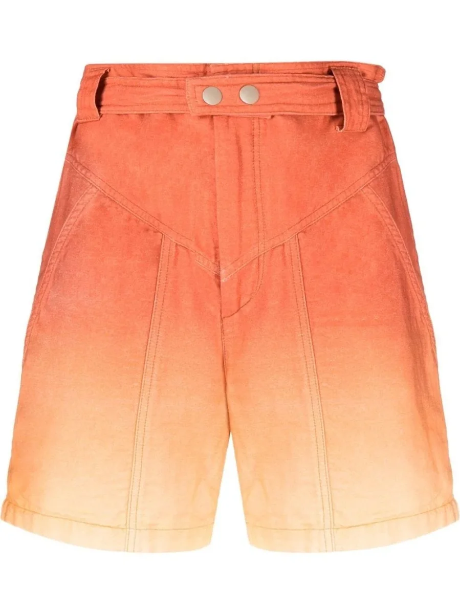 Isabel Marant Etoile Kaynetd Tie Dye Orange Linen Blend Shorts - Imagen 3