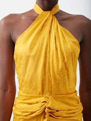 JOHANNA ORTIZ Vastness Of The Sea Marigold Halterneck Dress - Imagen 9