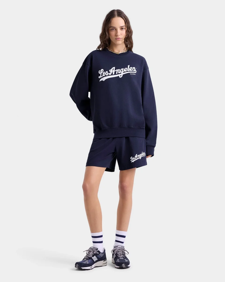 Sporty & Rich Navy Los Angeles Dodgers Gym Shorts - Imagen 4