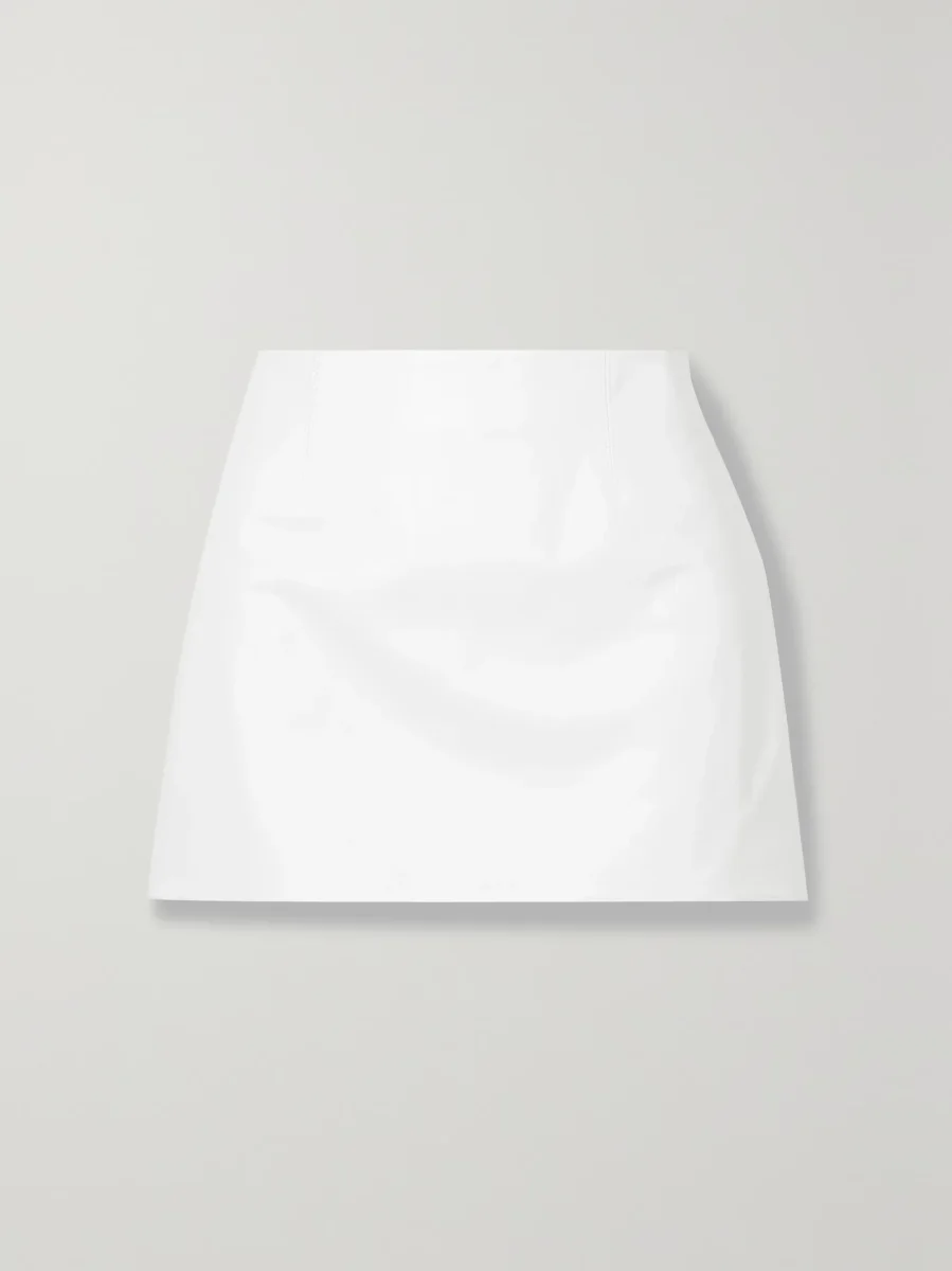 16ARLINGTON White Leather Belted Party Mini Skirt - Imagen 5