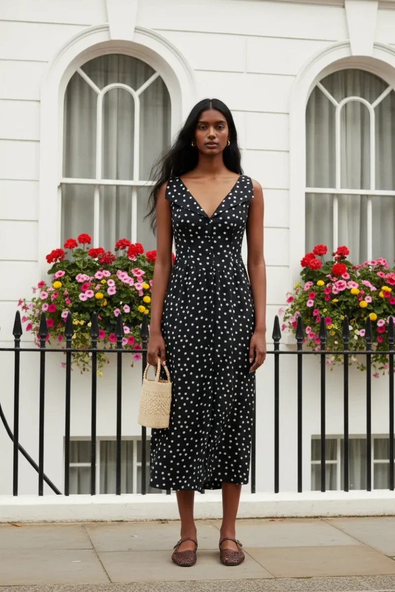 Rixo London Black Siena Emma Polka Spotted Dress - Imagen 2