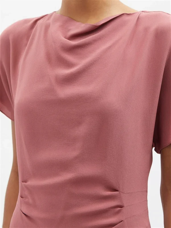RAEY Tuck Waist Silk Pink Dress - Imagen 6