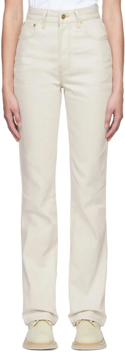 Jacquemus Le Papier Le De Nimes Light Beige Jeans - Imagen 4