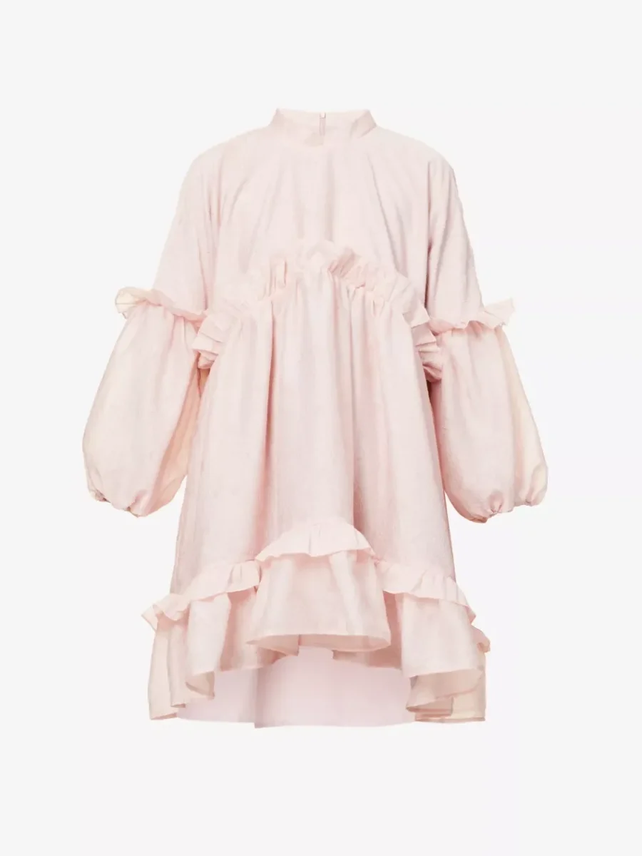 Sister Jane Pink Tiered Skirt Woven Mini Puff Sleeve Dress - Imagen 2