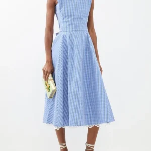 The Vampire's Wife The Good Witch Blue Gingham Flared Strapless Midi Dress