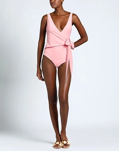 LISA MARIE FERNANDEZ Pink Wrap-Tie Side The Dree Louise Crepe V-Neck Swimsuit - Imagen 3