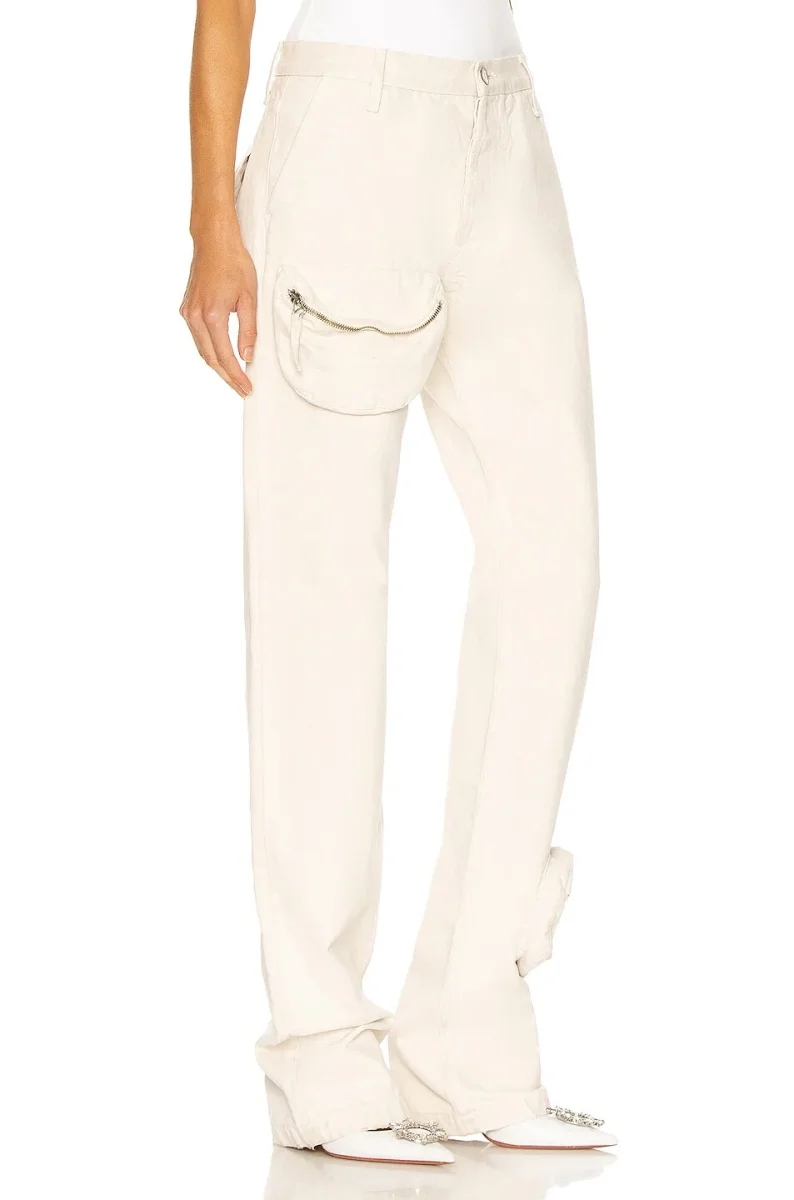 The Attico Cream Pocket Detail Cargo Style Trousers - Imagen 6