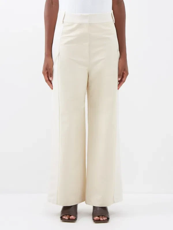 Khaite Cream Leon Cotton Straight Leg Trousers - Imagen 4