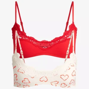 Skims Valentine's Scoop Lace-Trim Jersey Pack Of Two Bralettes