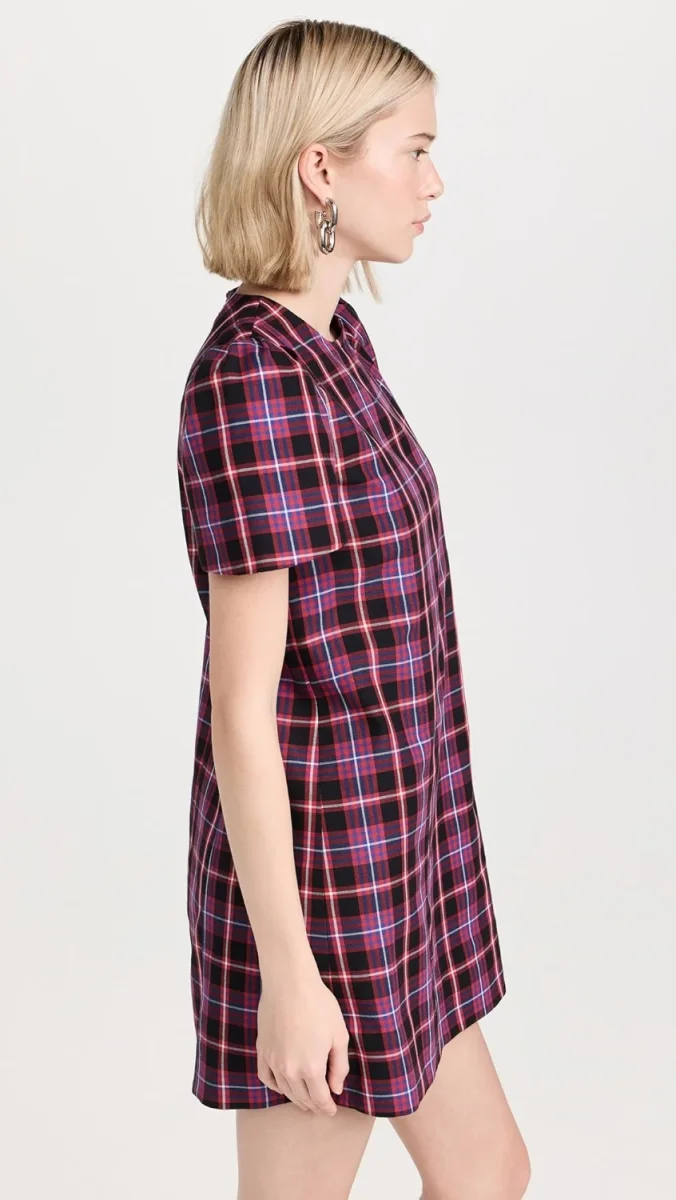 The Vampire's Wife The Wilma Red Tartan Plaid Check Print Shift Dress - Imagen 6