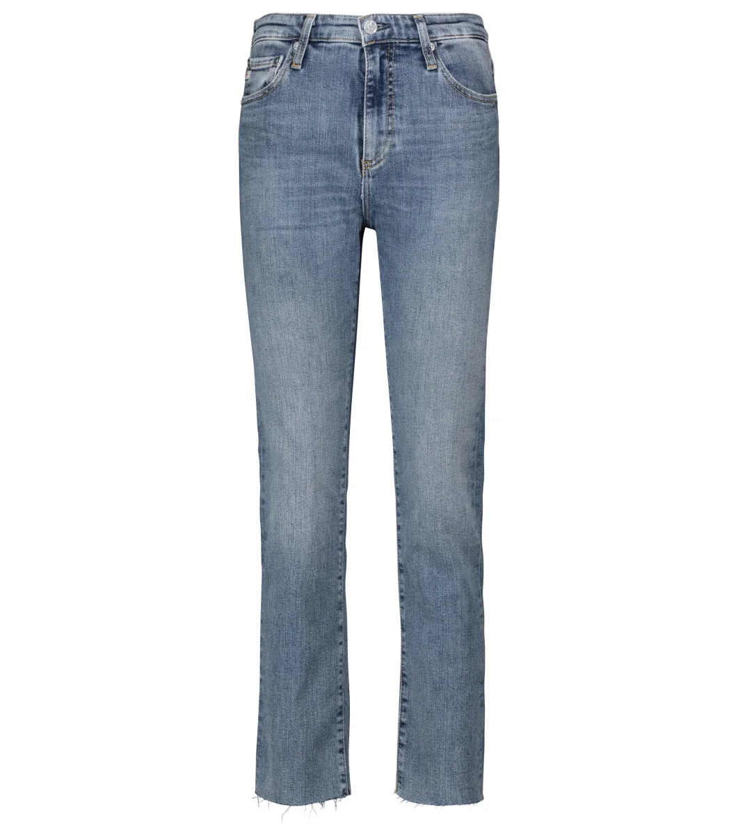 AG Jeans Blue Denim Isabelle High Rise Straight Leg Crop Jeans - Imagen 2