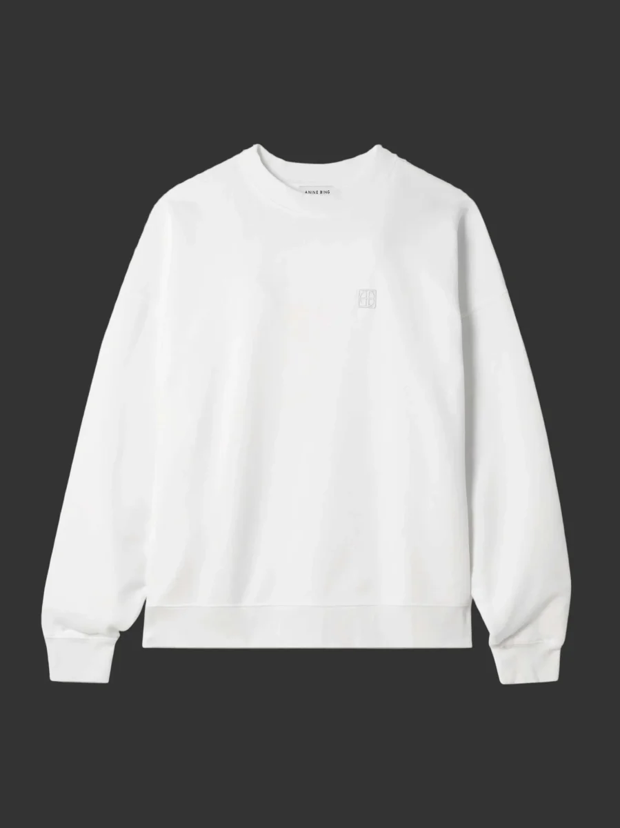 Anine Bing Miles White Logo Embroidered Sweatshirt - Imagen 2