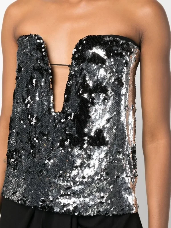 Isabel Marant Mandy Sequinned Embellished Plunge Bustier Top - Imagen 3