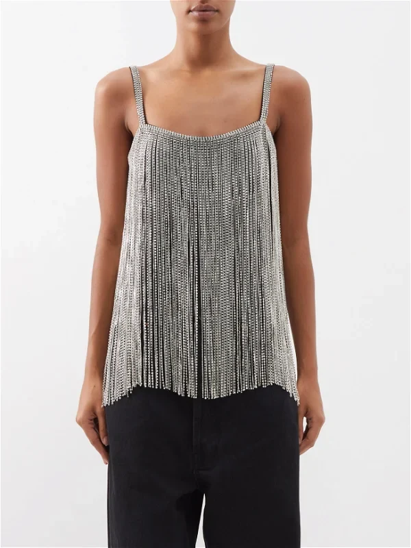 RAEY Crystal Fringe Strappy Cami Top